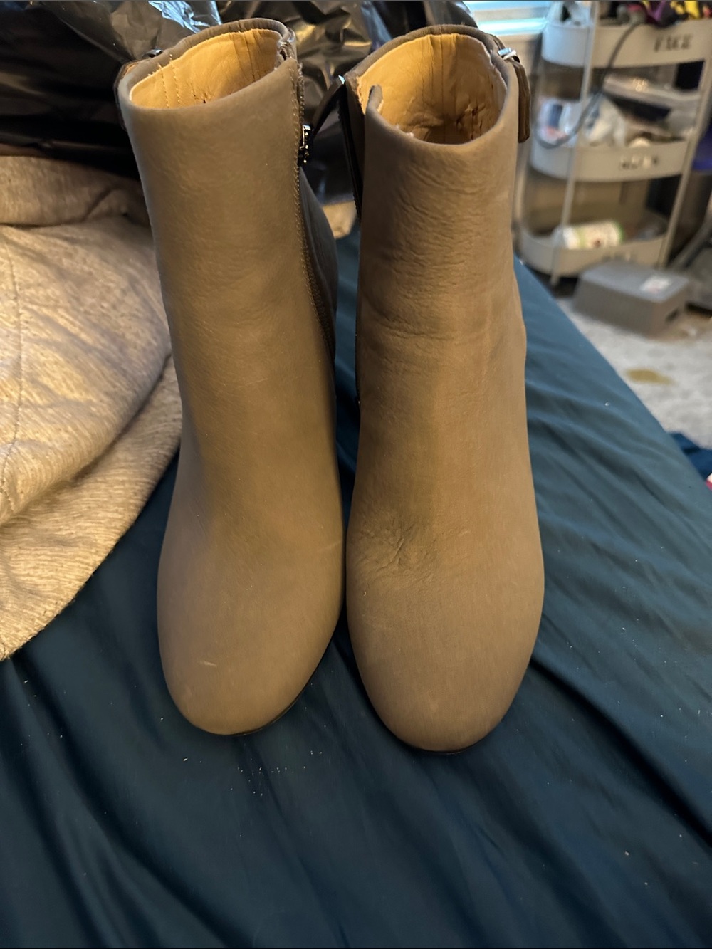 G.I.L.I. Taupe Ankle Booties with Side Zip